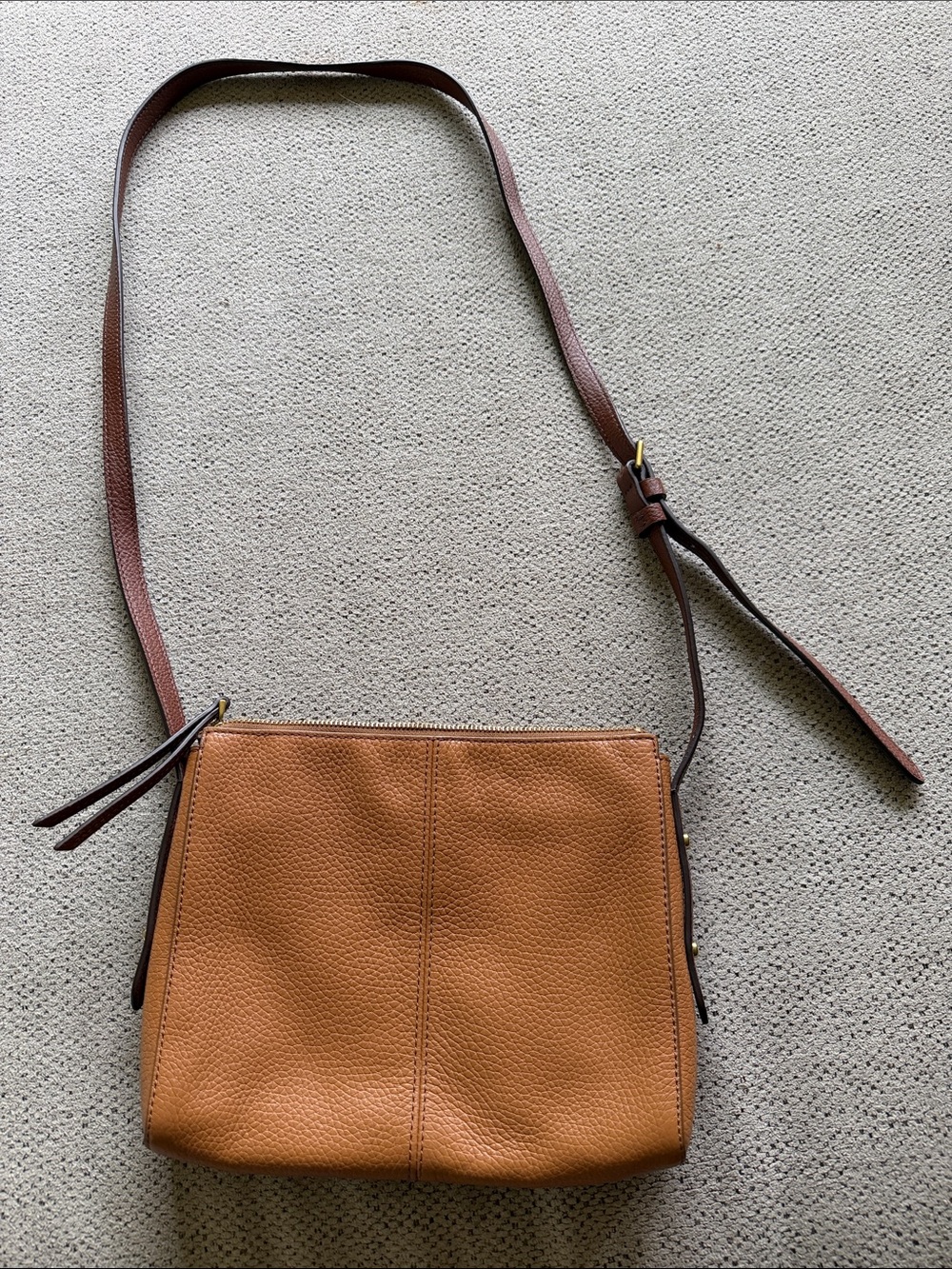 Fossil Brown/Tan Pebbled Leather Crossbody Bag - Picture 2 of 6